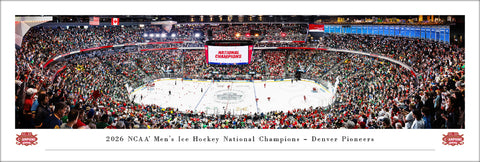 *SHIPS 4/21* Denver Pioneers 2026 NCAA Men's Hockey Frozen Four Champions Panoramic Poster Print - Blakeway