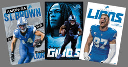 COMBO: Detroit Lions Football NFL Action 3-Poster Combo Set (Amon-Ra St. Brown, Jahmyr Gibbs, Aidan Hutchinson) - Costacos Sports
