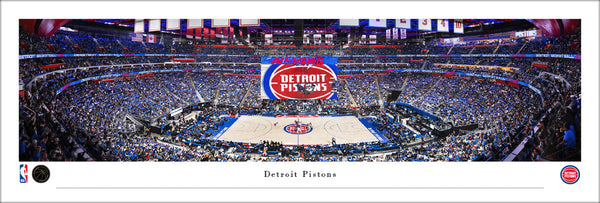 Detroit Pistons NBA Game Night at Little Caesars Arena Panoramic Poster Print - Blakeway Worldwide