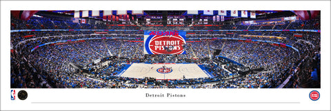 Detroit Pistons NBA Game Night at Little Caesars Arena Panoramic Poster Print - Blakeway Worldwide