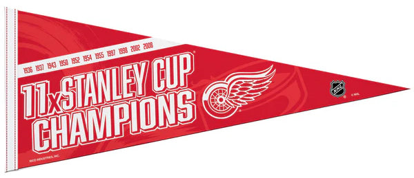 Detroit Red Wings Hockey 11-Time Stanley Cup Champions Felt Pennant ...