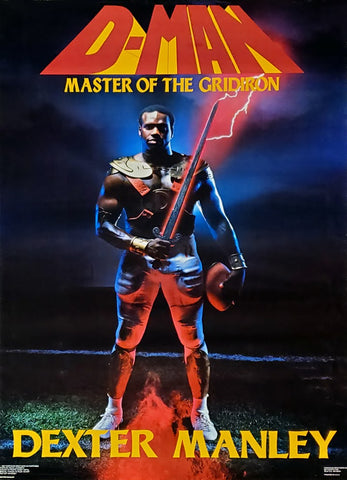 Dexter Manley "D-Man Master of the Gridiron" Washington Redskins Vintage Original 1986 NFL Theme Poster - Costacos Final Stock Collection