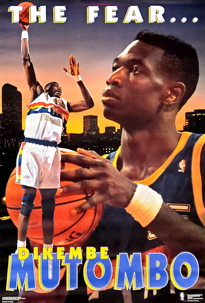 Dikembe Mutombo "The Fear" Denver Nuggets Vintage NBA Poster - Costacos Brothers 1992