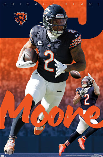 DJ Moore "Dynamo" Chicago Bears Official NFL Football Action Poster - Costacos 2024