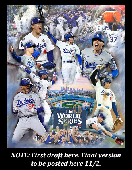 *SHIPS 11/21* Los Angeles Dodgers "2024 Glory" World Series Champions Premium Art Collage Poster - Wishum Gregory