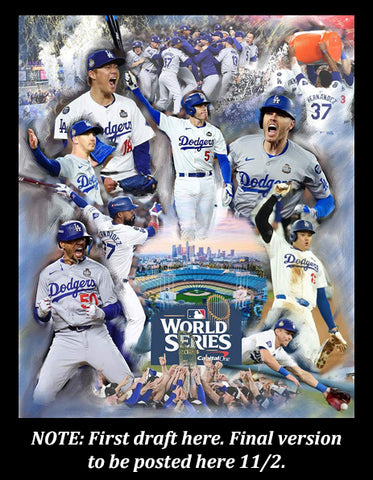 *SHIPS 11/21* Los Angeles Dodgers "2024 Glory" World Series Champions Premium Art Collage Poster - Wishum Gregory