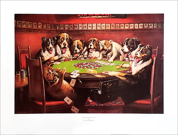 Dogs Playing Poker "Sympathy" by C.M. Coolidge Premium Poster Print - Haddad's Fine Art