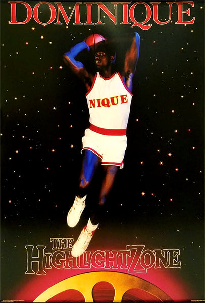 Dominque Wilkins "The Highlight Zone" Atlanta Hawks Vintage Original 1987 NBA Theme Poster - Costacos Final Stock Collection