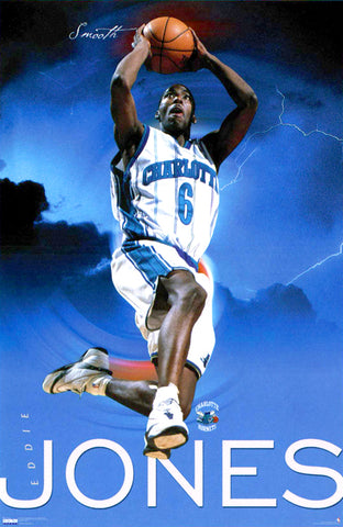 Eddie Jones "Smooth" Charlotte Hornets NBA Action Poster - Costacos 2000