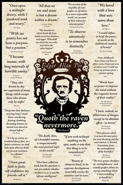 Edgar Allan Poe "Quoth The Raven" (22 Famous Quotes) Poster - Aquarius Images