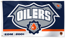 Edmonton Oilers Reverse-Retro Drilling-Style Official NHL Deluxe-Edition 3'x5' Flag - Wincraft Inc.