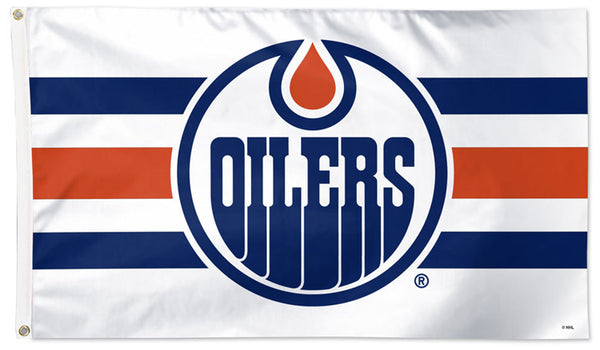 Edmonton Oilers White-Stripes-Style Official NHL Hockey Deluxe-Edition 3'x5' Flag - Wincraft Inc.