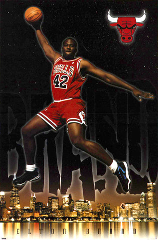 Elton Brand "Soaring Slam" Chicago Bulls NBA Action Poster - Costacos 1999