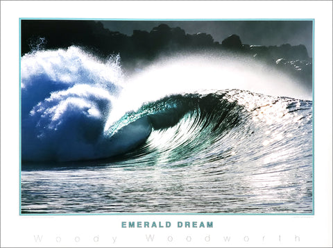 Surfing "Emerald Dream" Poster Print by Woody Woodworth - Creation Captured