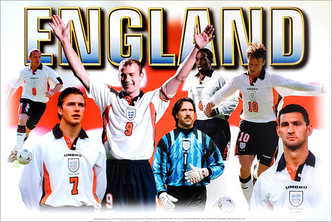 Team England Football Soccer "Superstars 2008" Poster - Oliver Books (UK)