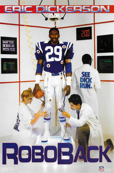 Eric Dickerson "RoboBack" Indianapolis Colts Vintage Original 1988 NFL Theme Poster - Costacos Final Stock Collection