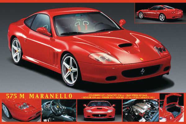 Ferrari 575M Maranello Autophile Profile Sports Car Poster - Riccordi Arte 2002