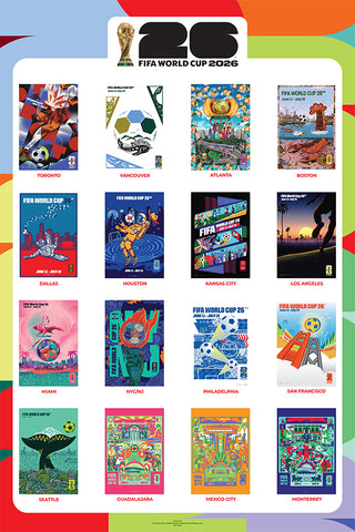 FIFA World Cup 2026 Canada-USA-Mexico 16 Host Cities Official 24x36 Event Poster - MPW