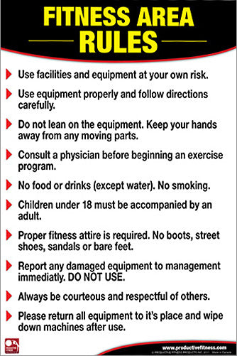 Fitness Area Rules Professional Fitness Wall Chart Poster - Productive Fitness