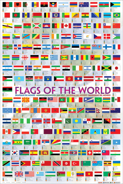 Flags of the World (197 Countries) Educational Wall Chart 24x36 Poster - Eurographics Inc.