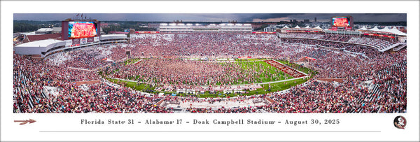 Florida State Seminoles Football "Storm the Field 2025" Doak Campbell Stadium Panoramic Poster Print - Blakeway