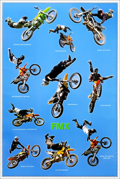 Motorcycle Freestyle "FMX" 10 Tricks Poster - Wizard & Genius