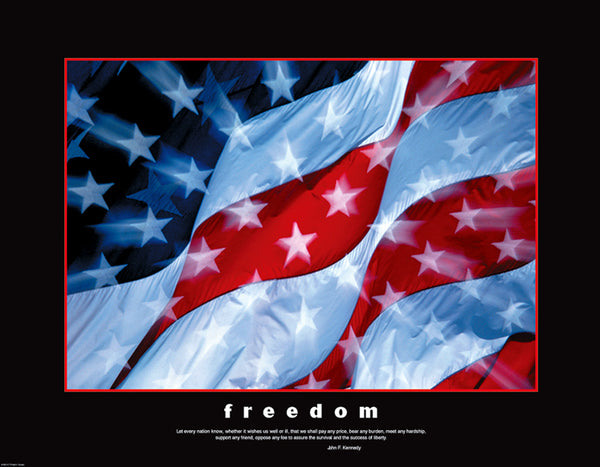 American Flag "Freedom" (JFK Quote) Premium 22x28 Poster Print - Eurographics Inc.