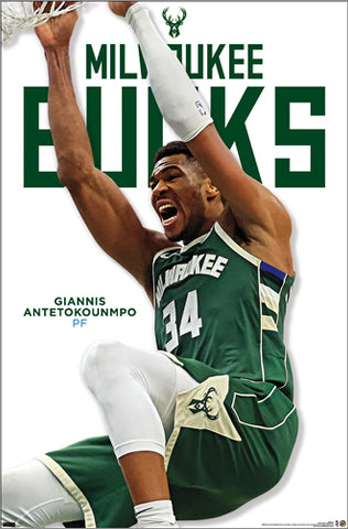 Giannis Antetokounmpo "Intensity" Milwaukee Bucks NBA Basketball Action Poster - Costacos 2024