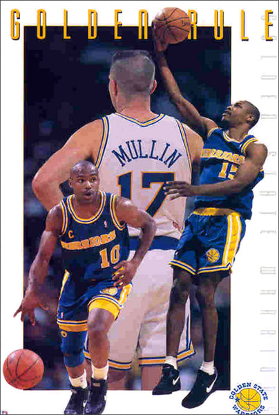 Golden State Warriors "Golden Rule" (Chris Mullin, Tim Hardaway, Latrell Sprewell) 1994 NBA Poster - Costacos Final Stock Collection