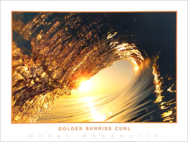 Surfing "Golden Sunrise Curl" Ocean Wave California Classic Poster Print - Creation Captured