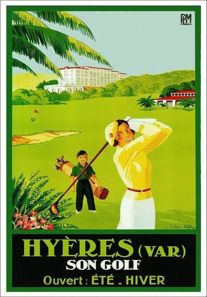 Golf at Hyeres, France c.1933 Vintage 24x36 Poster Reproduction- Image Source