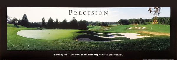 Golf "Precision" Motivational Poster (Impossible Green Panorama) - Front Line (12x36)