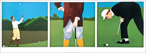 Golf Art "Golf Guys" Vintage-Style Triptych by Vincent Scilla Premium Poster Print