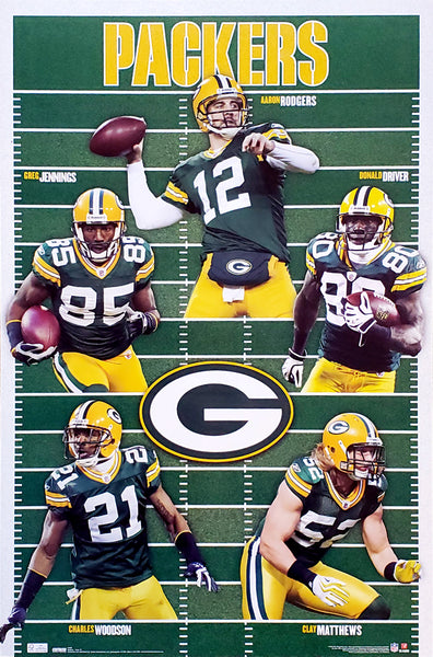 Green Bay Packers "Gridiron Five" (2010) NFL Action Poster - Costacos Sports