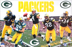 Green Bay Packers "5-Stars" Poster (Favre, Brooks, Chmura, White, Bennett) - Starline 1996
