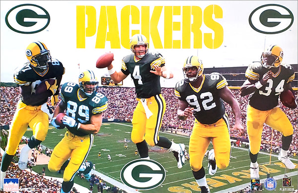 Green Bay Packers "5-Stars" Poster (Favre, Brooks, Chmura, White, Bennett) - Starline 1996