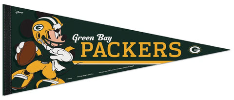 Green Bay Packers "Mickey QB Gunslinger" Official NFL/Disney Premium Felt Pennant - Wincraft Inc.