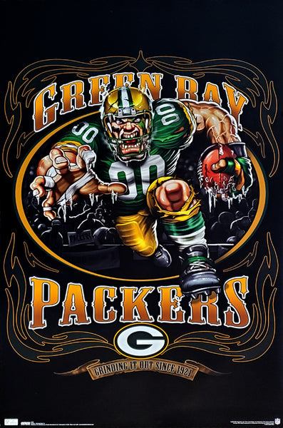 Green Bay Packers "Grinding it Out Since 1921" NFL Football Theme Art Poster - Liquid Blue