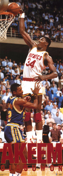 Hakeem Olajuwon "Above the Rim" Houston Rockets 1988 Vintage Original HUGE Door-Sized Poster - Costacos Final Stock Collection