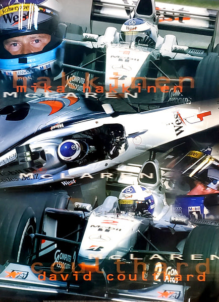 Mika Hakkinen and David Coulthard McLaren 2000 Formula 1 Action Poster - UK
