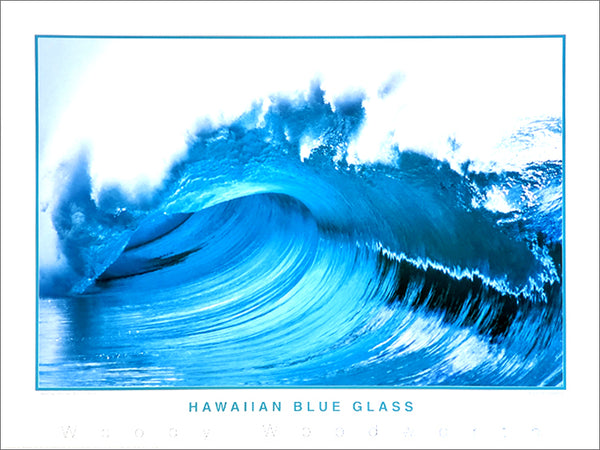 Surfing "Hawaiian Blue Glass" Ocean Wave Poster Print - Creation Captured