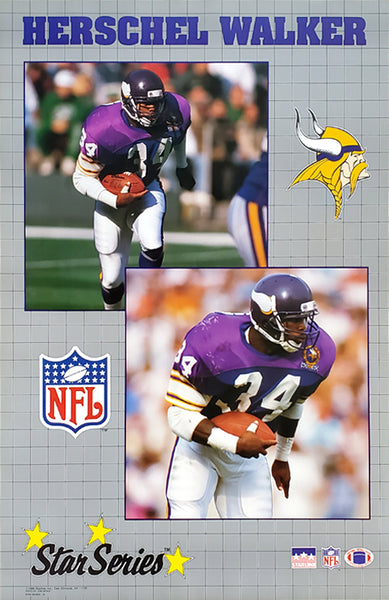 Herschel Walker "Superstar" Minnesota Vikings NFL Action Poster - Starline 1990