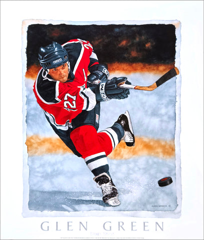 Hockey Action "Slap Shot" Ice Hockey Art by Glen Green - Canadian Art Prints
