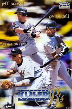 Houston Astros "Killer B's" (Jeff Bagwell, Craig Biggio, Derek Bell) 1996 MLB Action Poster - Costacos Final Stock Collection