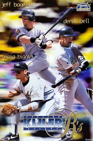 Houston Astros "Killer B's" (Jeff Bagwell, Craig Biggio, Derek Bell) 1996 MLB Action Poster - Costacos Final Stock Collection