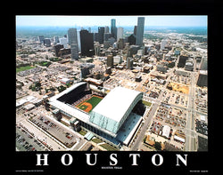 Houston Astros Stadium and Skyline Aerial View 22x28 Poster Print - Aerial Views 2001