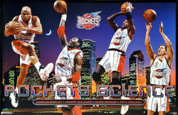 Houston Rockets "Rockets Science" Poster (Barkley, Olajuwon, Drexler, Maloney) - Costacos 1997