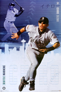 Ichiro Suzuki "Downtown" Seattle Mariners MLB Action Poster - Costacos 2002