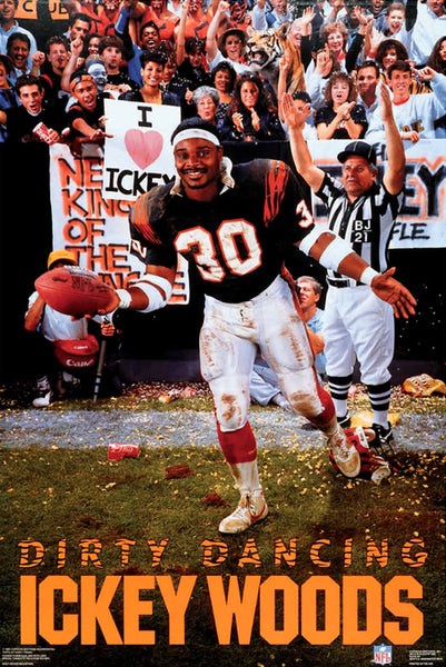 Ickey Woods "Dirty Dancing" (Ickey Shuffle) Cincinnati Bengals Vintage 1989 Original NFL Theme Poster - Costacos Final Stock Collection