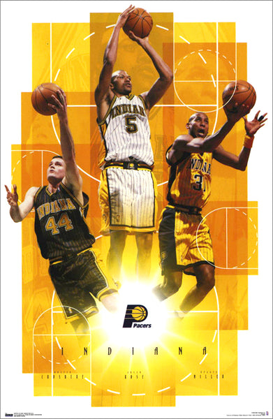 Indiana Pacers "Three Stars" Poster (Jalen Rose, Reggie Miller, Austin Croshere) - Costacos 2000